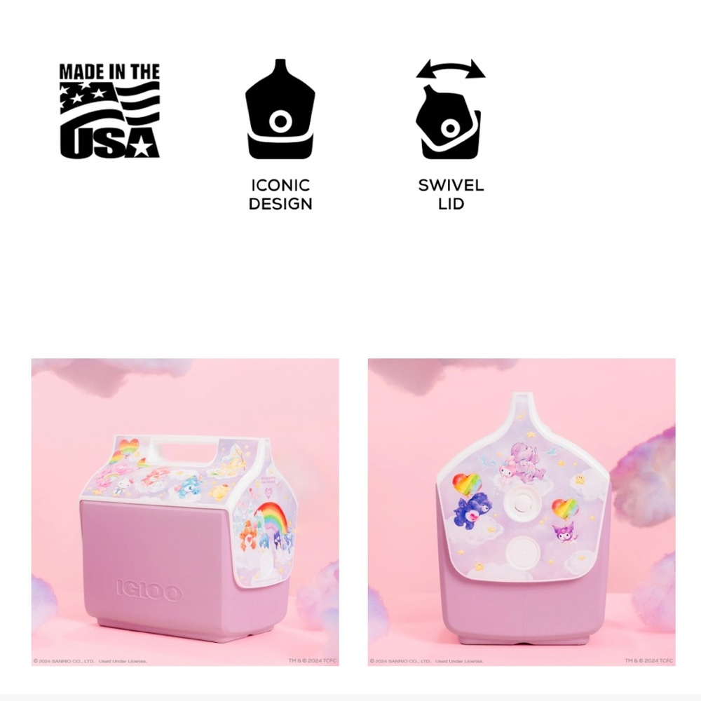 NEW! Pink Hello Kitty Care Bears 7QT Igloo Cooler Ice Chest Picnic - Picture 7 of 7